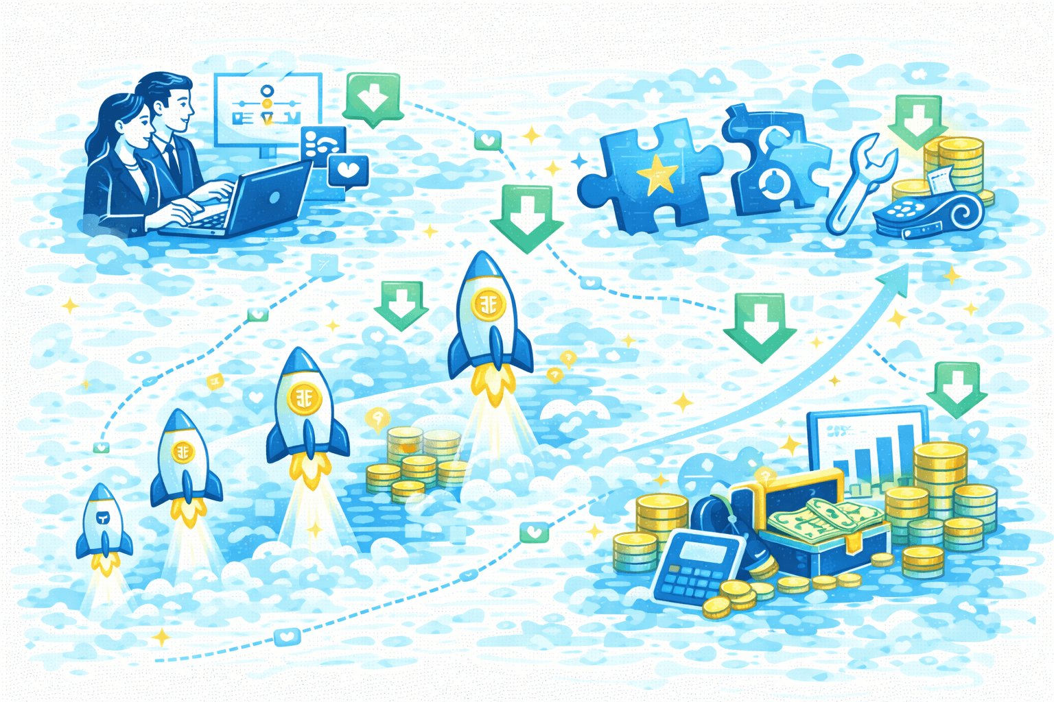 Illustration shows the potential hidden costs when planning a token launch in 2026, such as market maker cuts, and compliance costs
