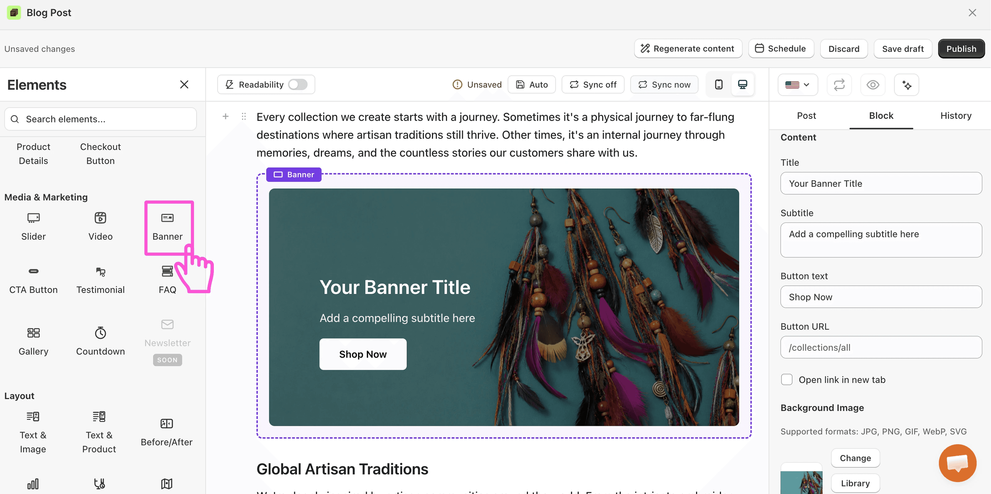 How to add products to Shopify blog posts