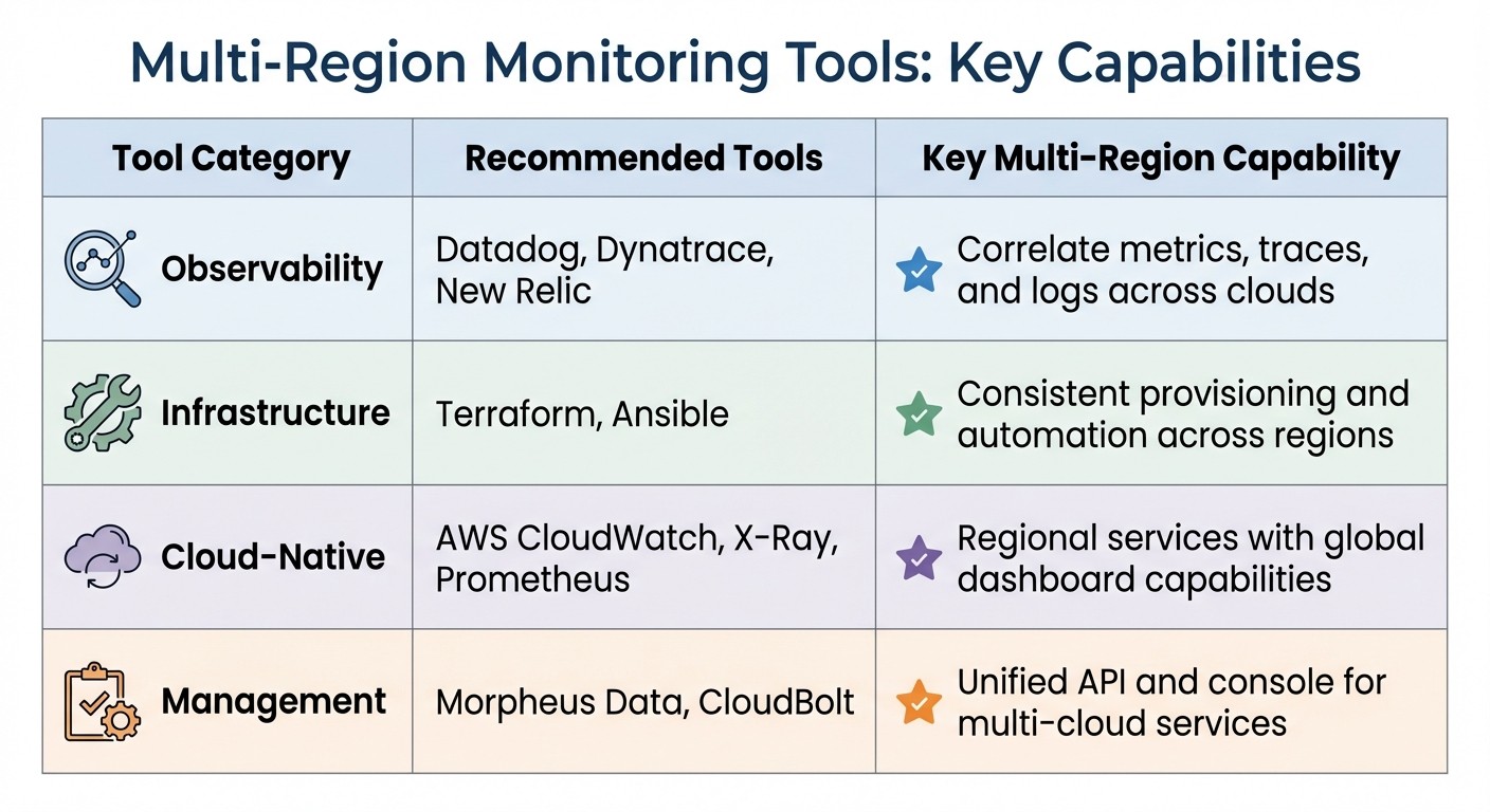 Multi-Region Monitoring Tools Comparison: Key Capabilities by Category