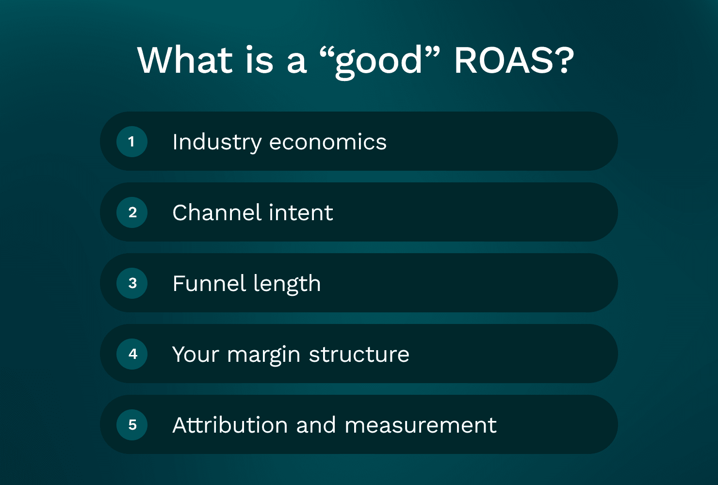 Five factors that determine a good ROAS.