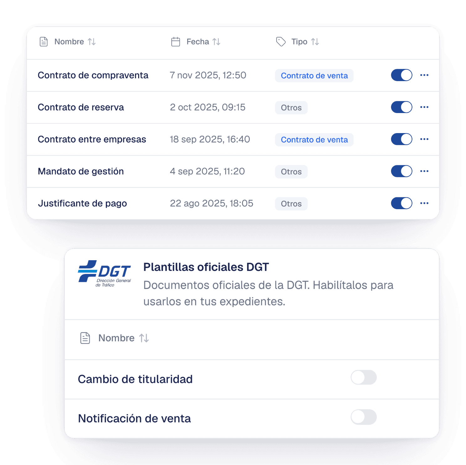 Plantillas de documentos y contratos en Dealcar, con plantillas oficiales de la DGT