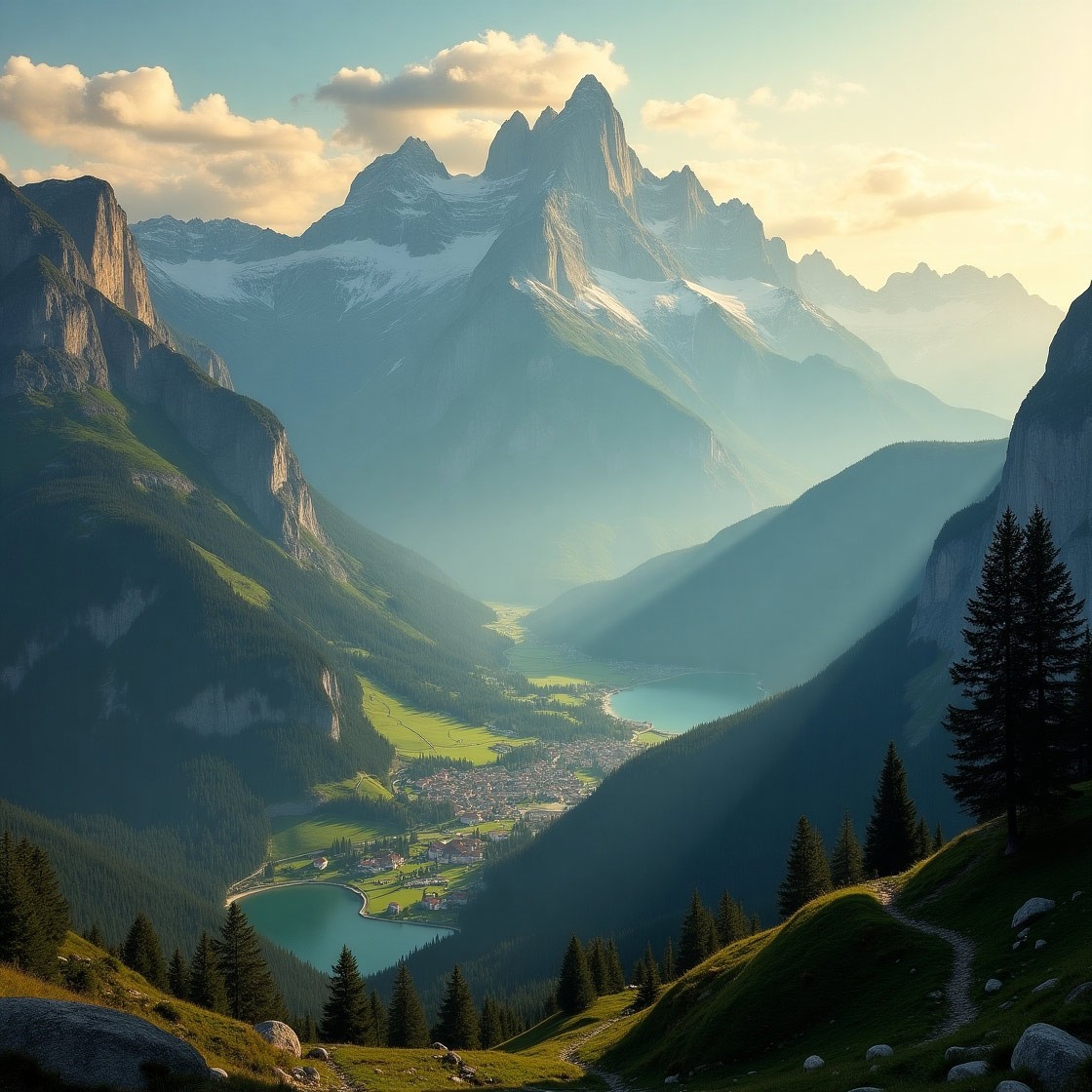 Immagine delle Ande e delle Dolomiti che rappresenta il legame tra Perù e Val Gardena.