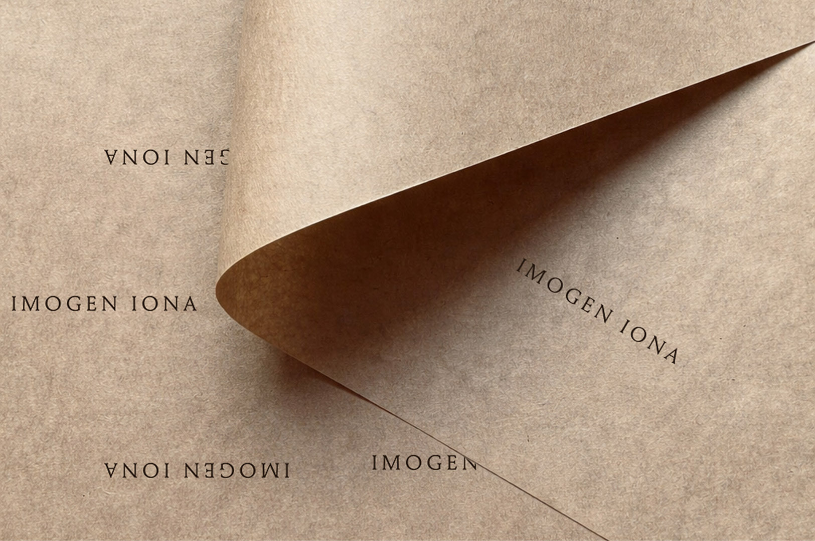 Imogen Iona logo printed on brown craft paper
