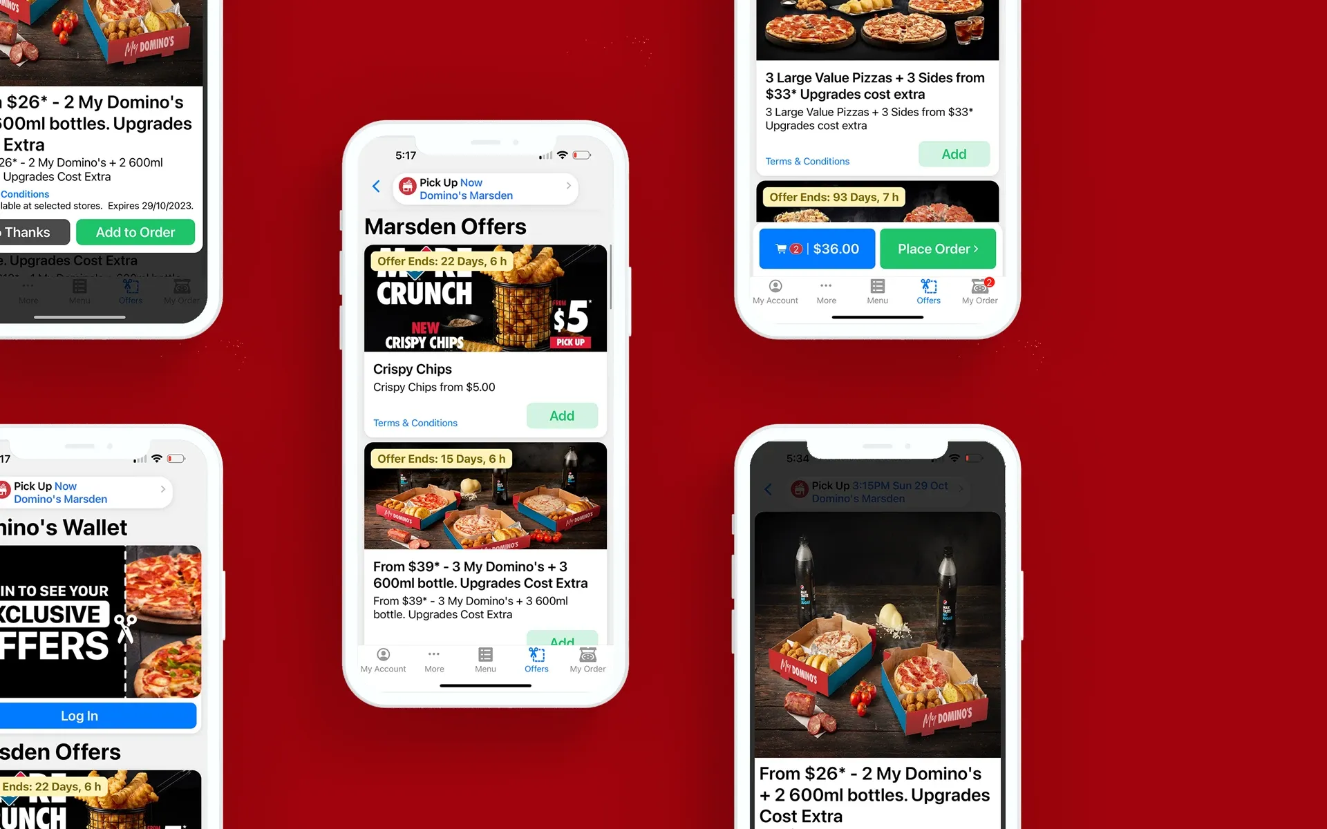 iPhone mockups of the Domino's offers app