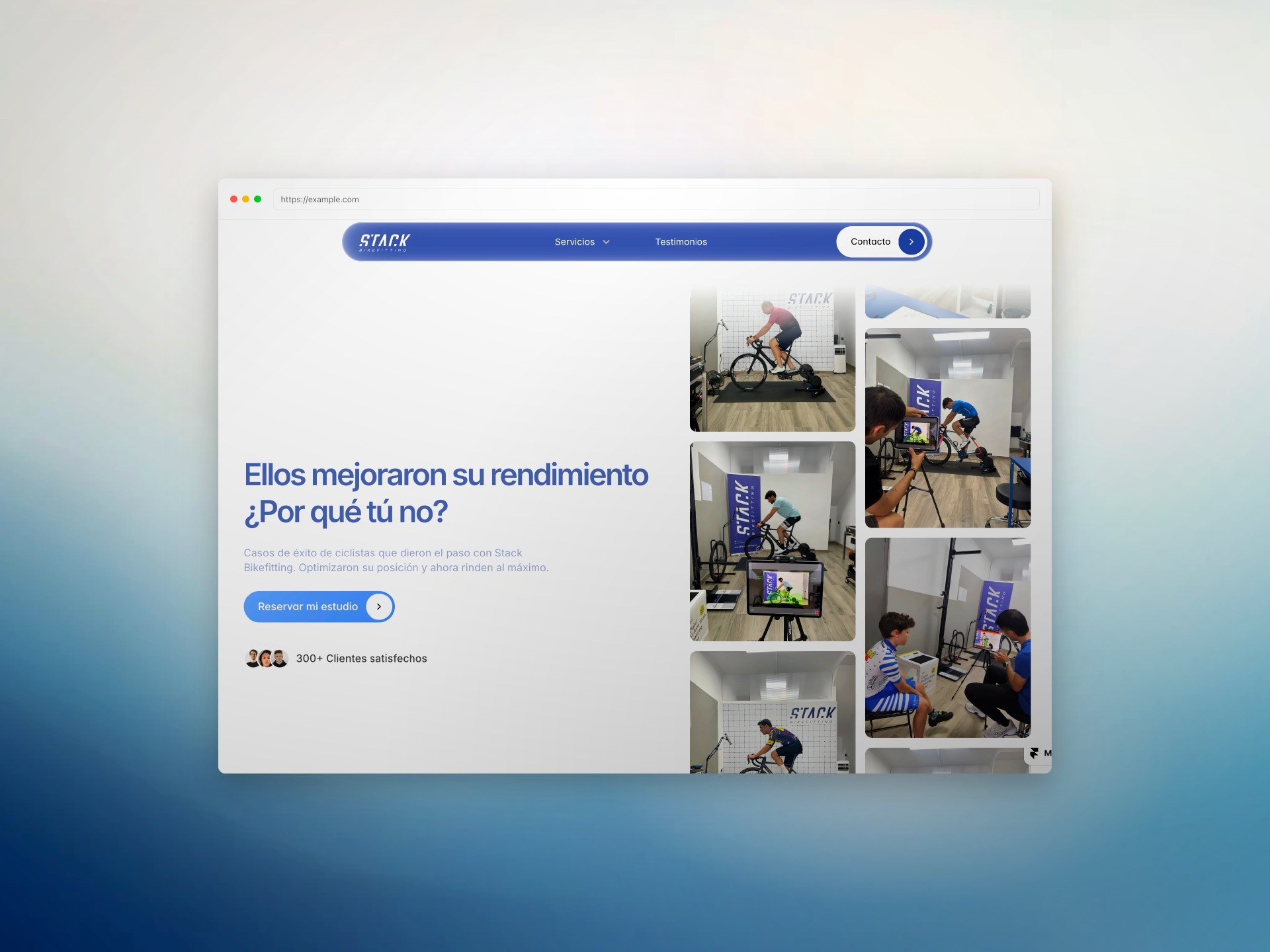 Mockup of Stack Bikefitting's testimonials page