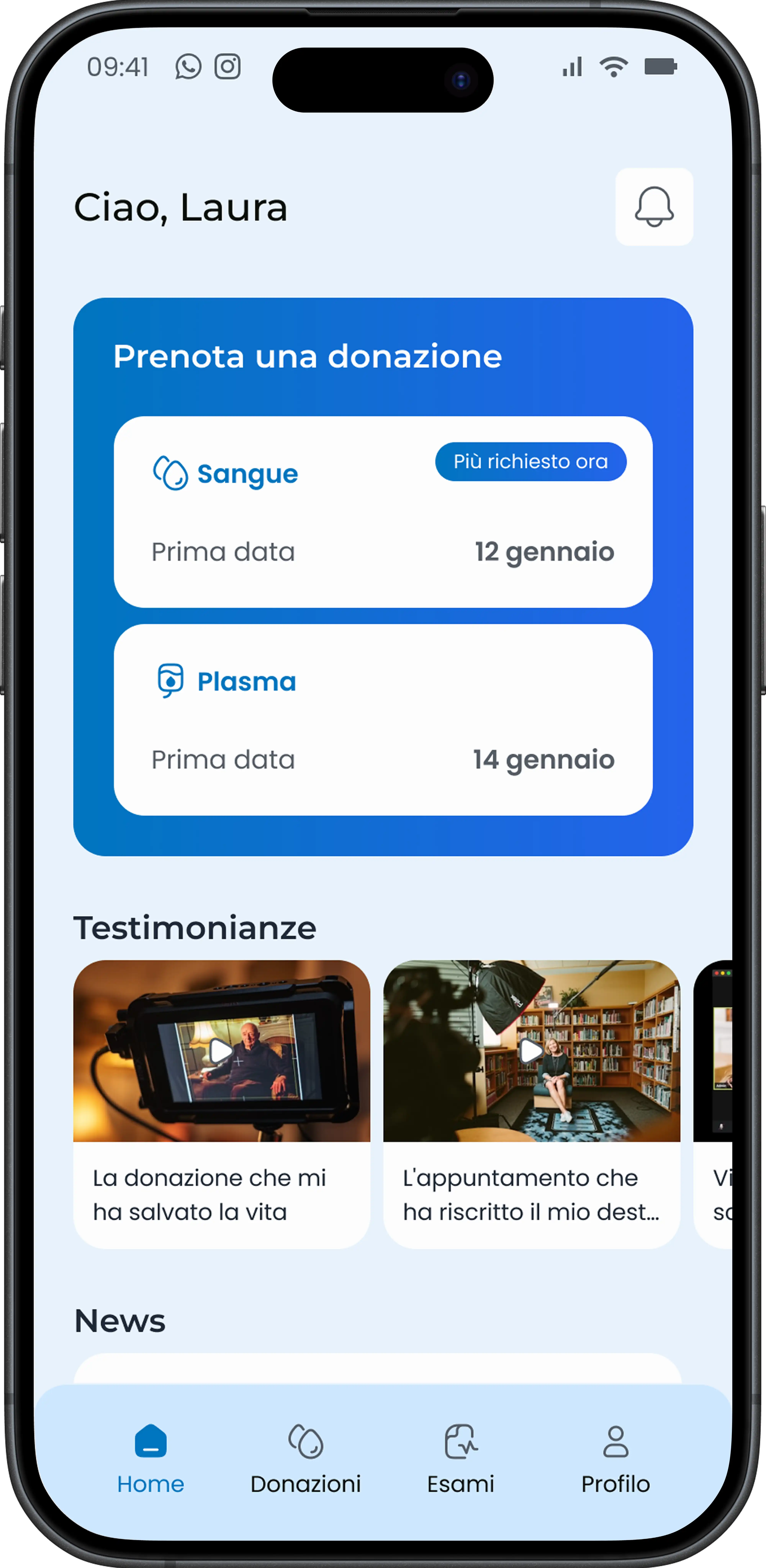 Mockup of the app homepage