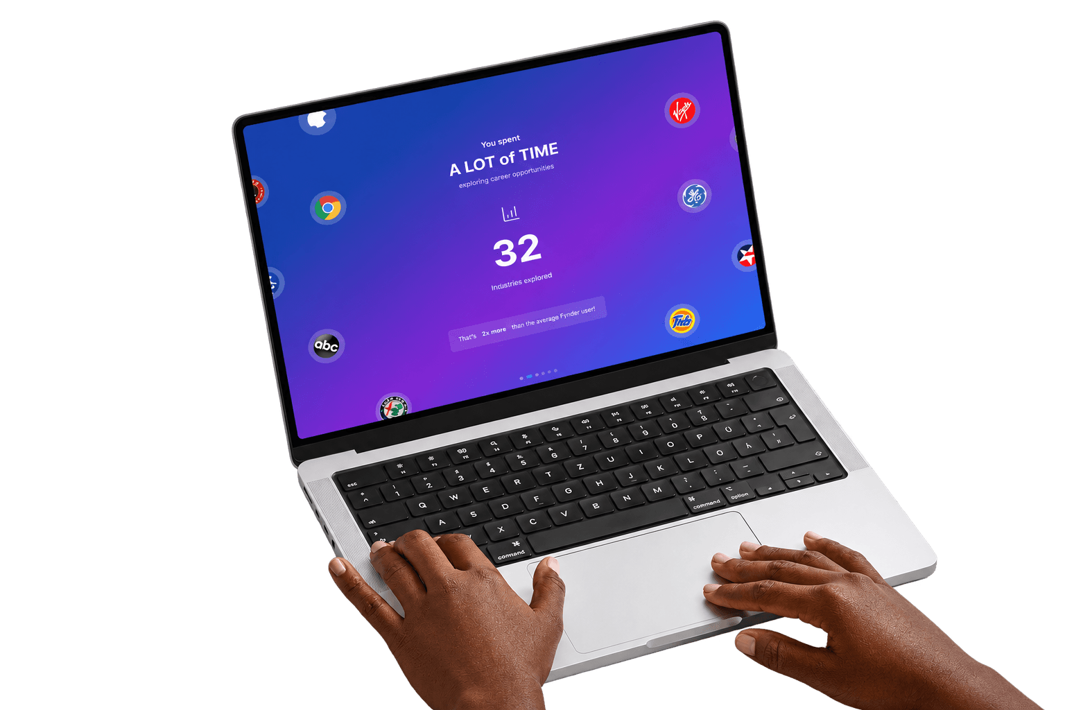 A hand holding a phone showing your app after signup