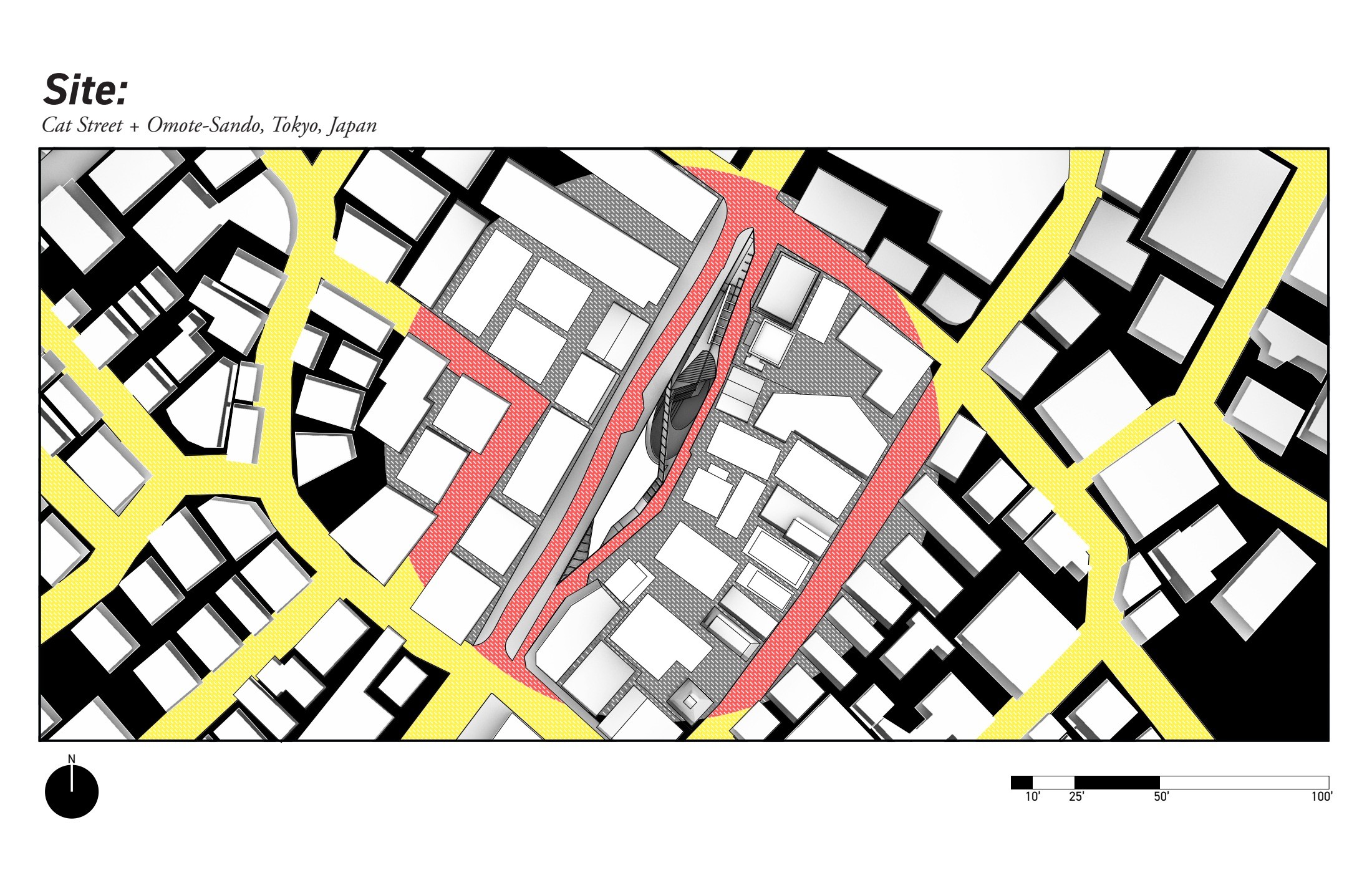 Site plan at Cat Street and Omote-Sando.