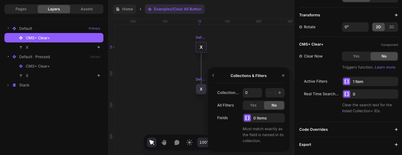 Setting the Active Filters control to Clear+..