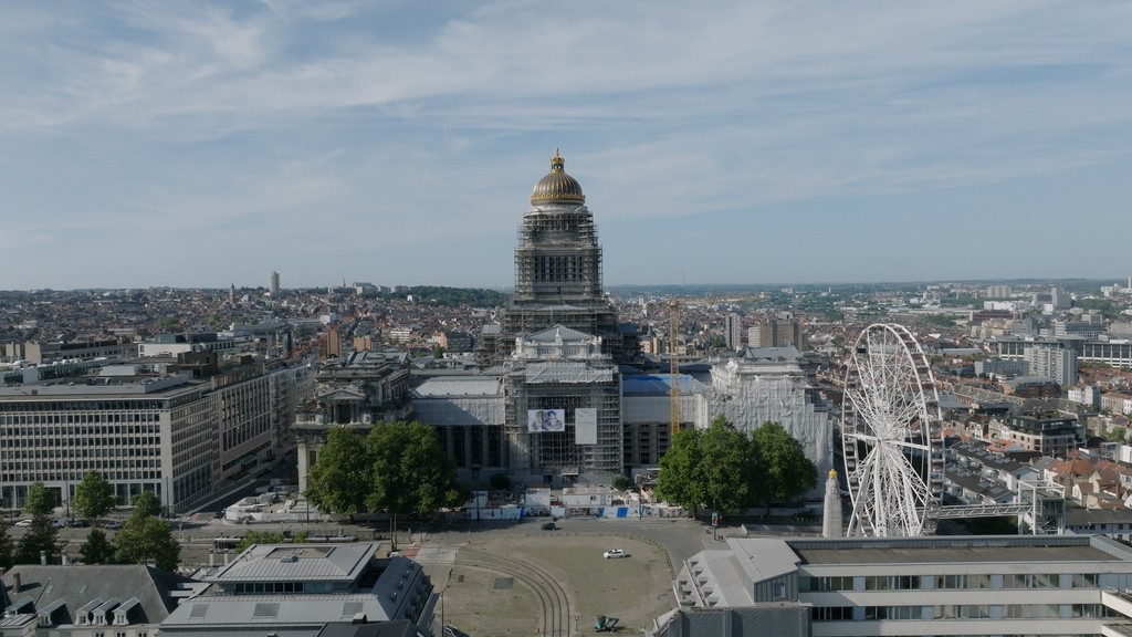 Drone shot of Brussels' Palace of Justice