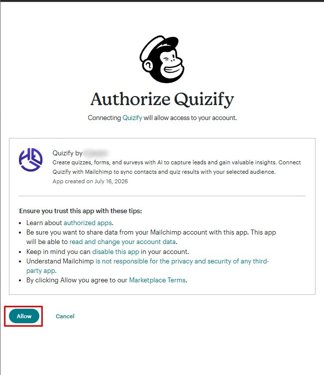 Select Mailchimp List and Start Sync
