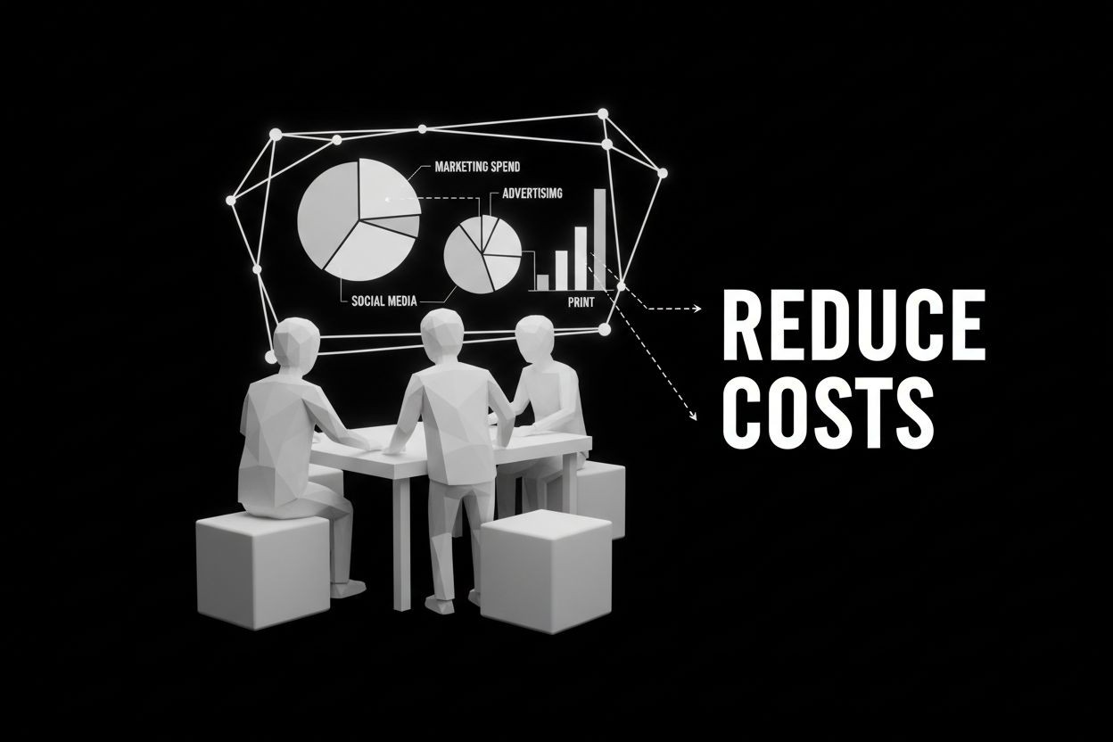 Team discussing marketing costs