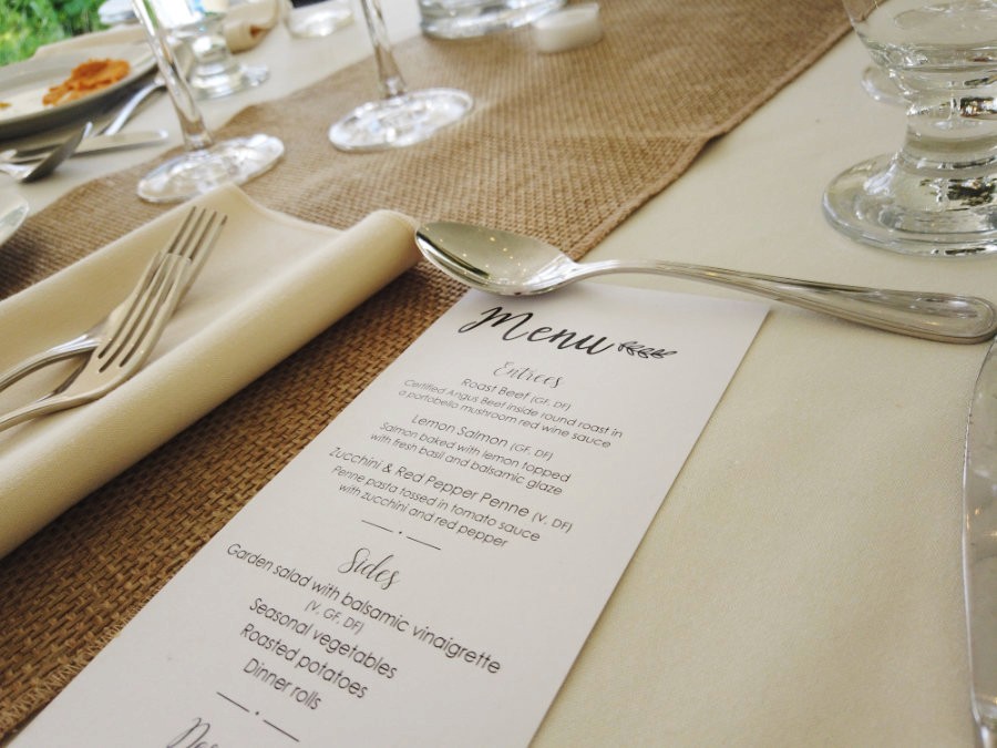 Place setting at a wedding reception