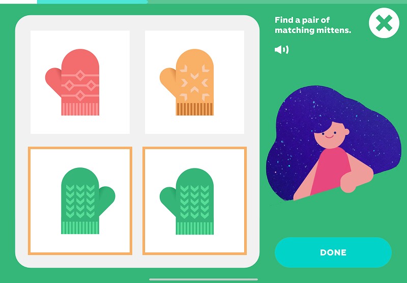 Symmetry: find a pair of matching mittens