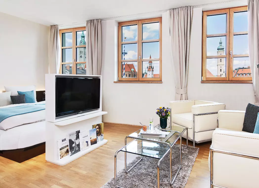 Stilvolles Penthouse Apartment mit moderner Einrichtung und Stadtblick im Living Hotel Das Viktualienmarkt