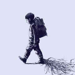 Portada de Familias de acogida, un potencial subutilizado frente a la crisis residencial, apunte de política pública de IdeaPaís, mostrando una ilustración de un niño con una mochila.