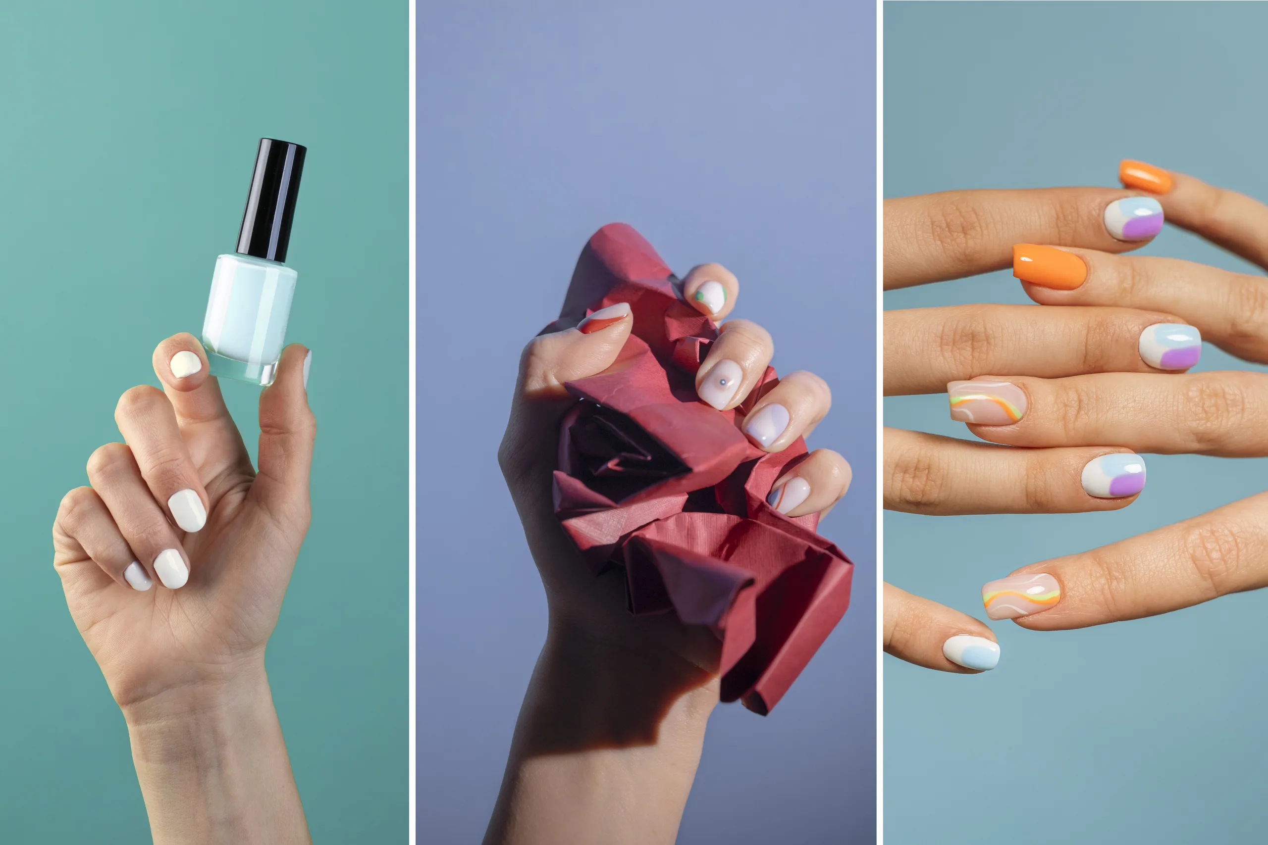 produtos de manicure e esmaltação em composição colorida