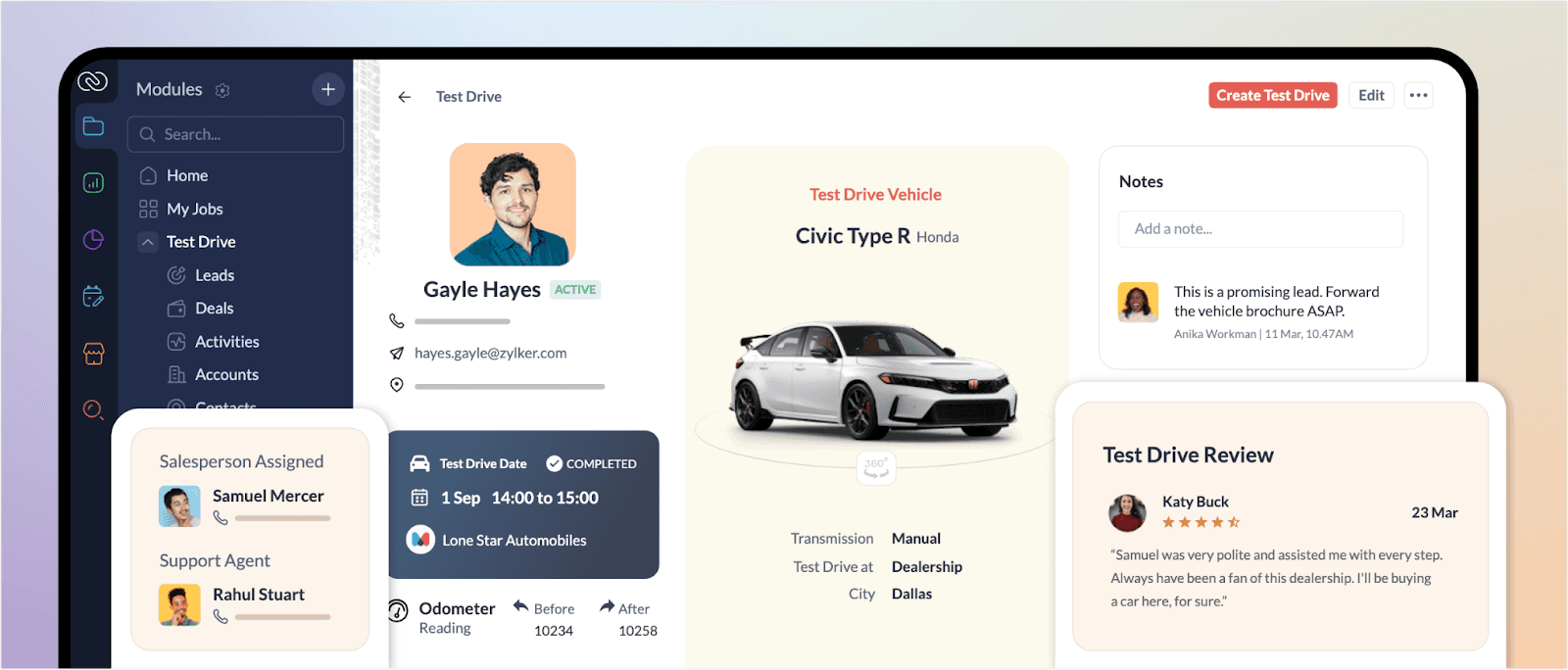 Interface of Zoho CRM