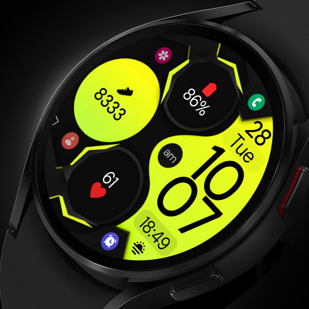 Galaxy watch displaying a digital watch face
