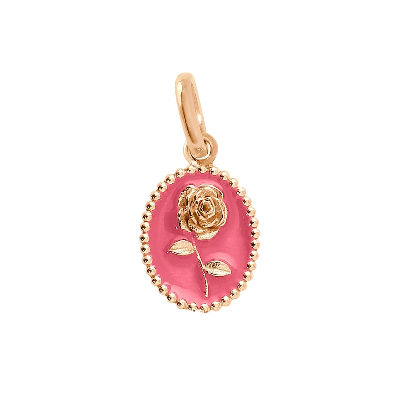 Pendentif Rose résine rose fluo, or rose