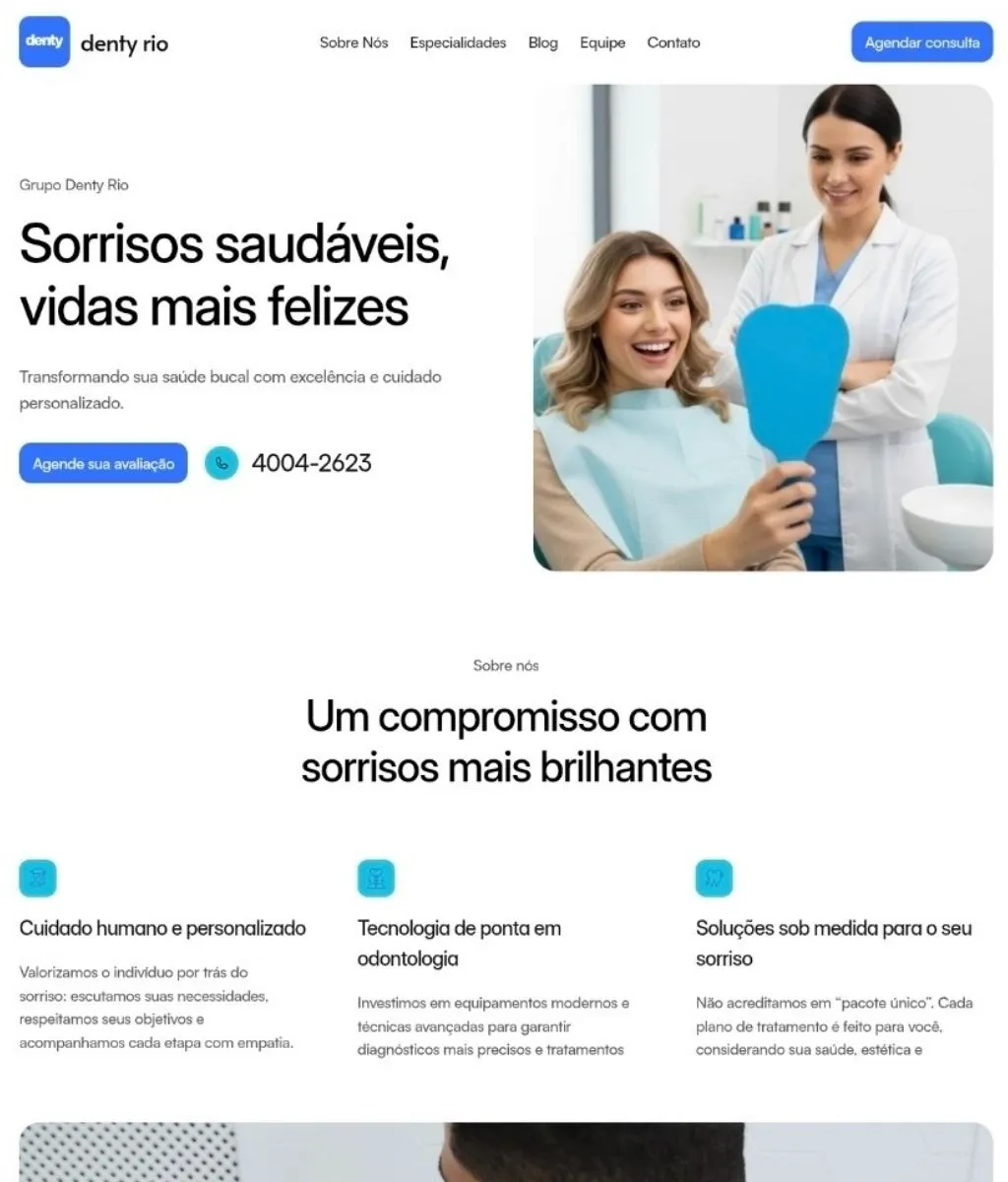 Mockup de site de dentista