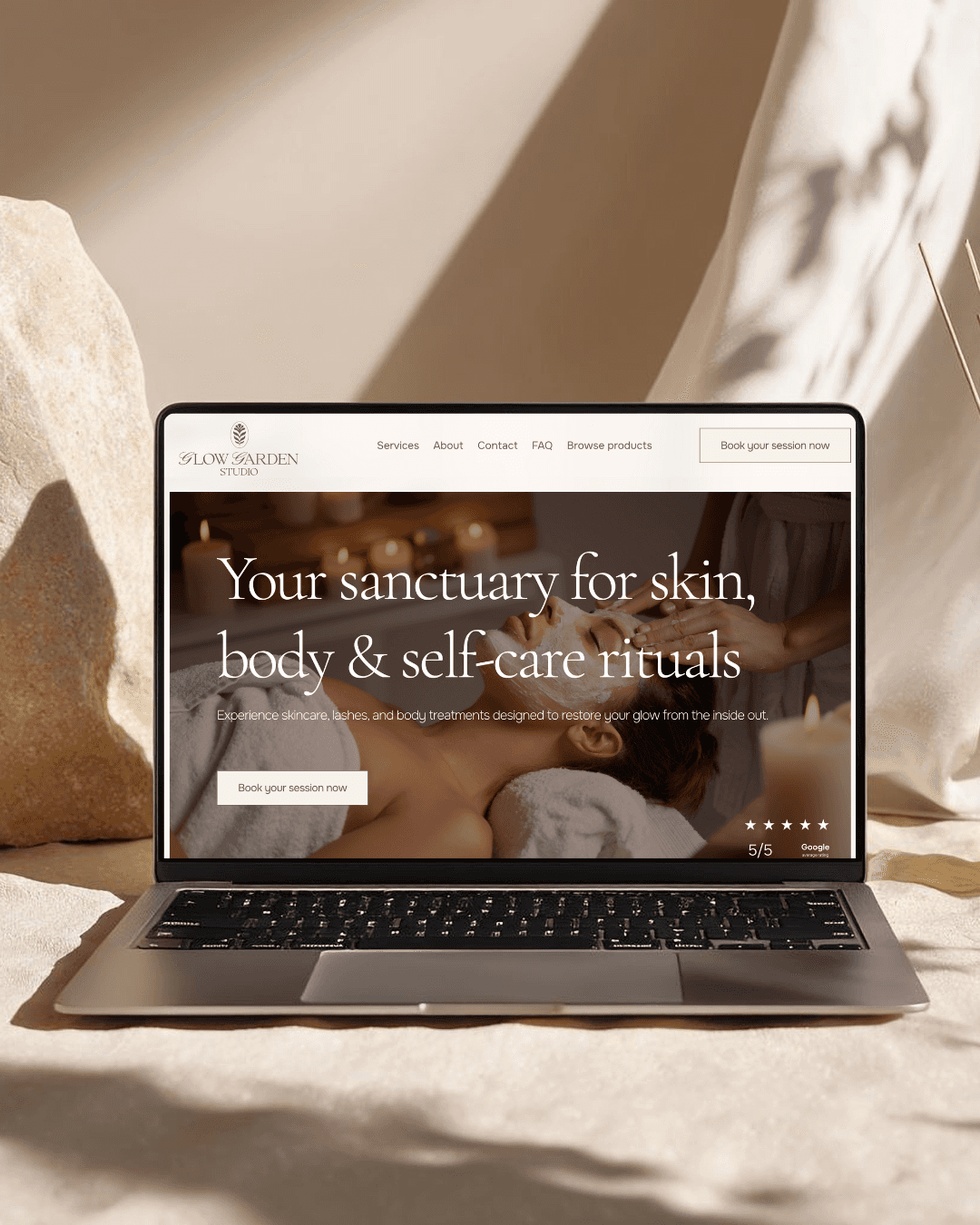 spa website mockup