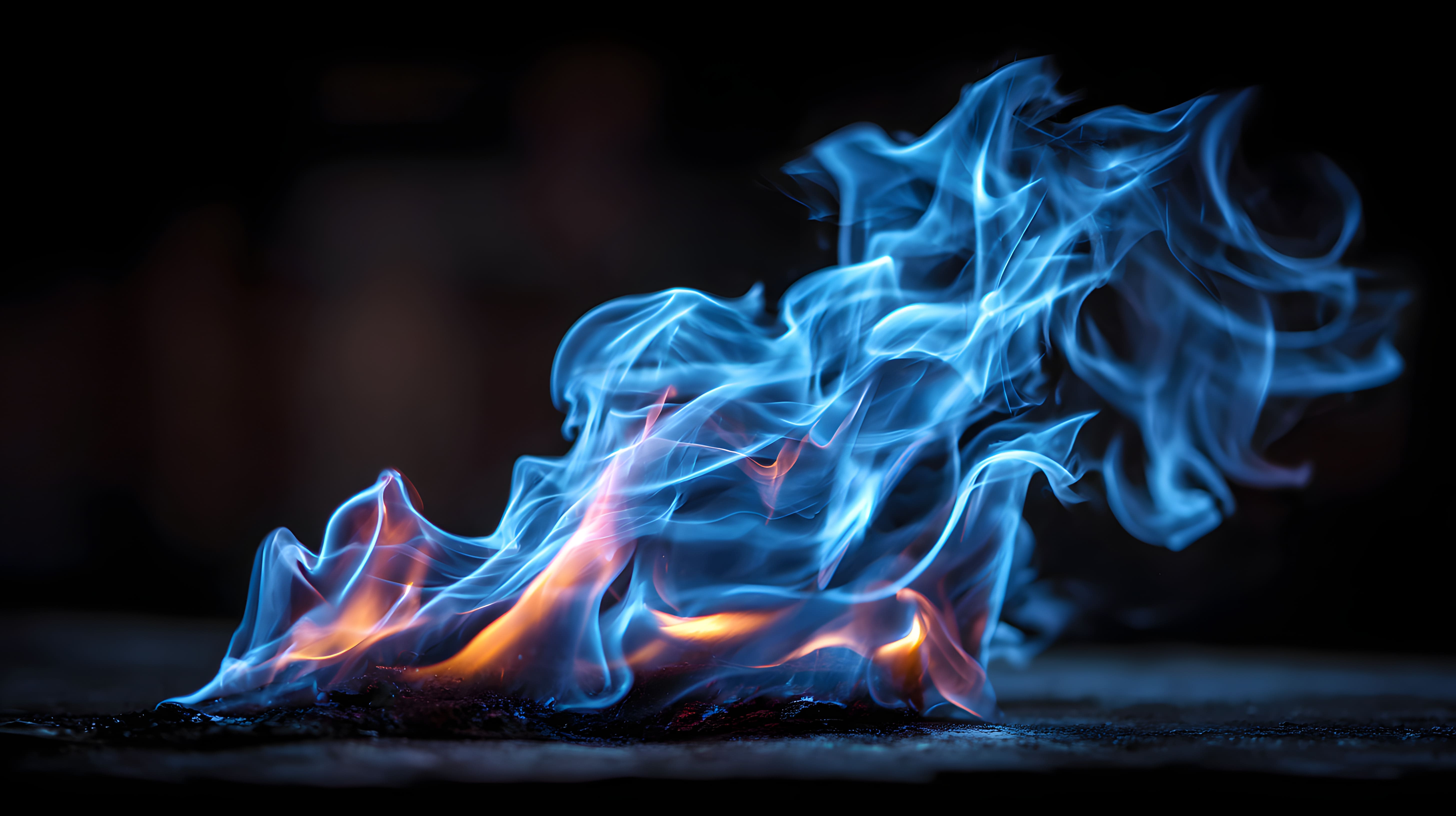  Downloaded  Save to Library  Preview Crop  Find Similar   File #:  1672733787 A vivid blue flame dances upward in a closeup capturd against a black backgroud, highlighting its soft crves and enchanting flickes of light