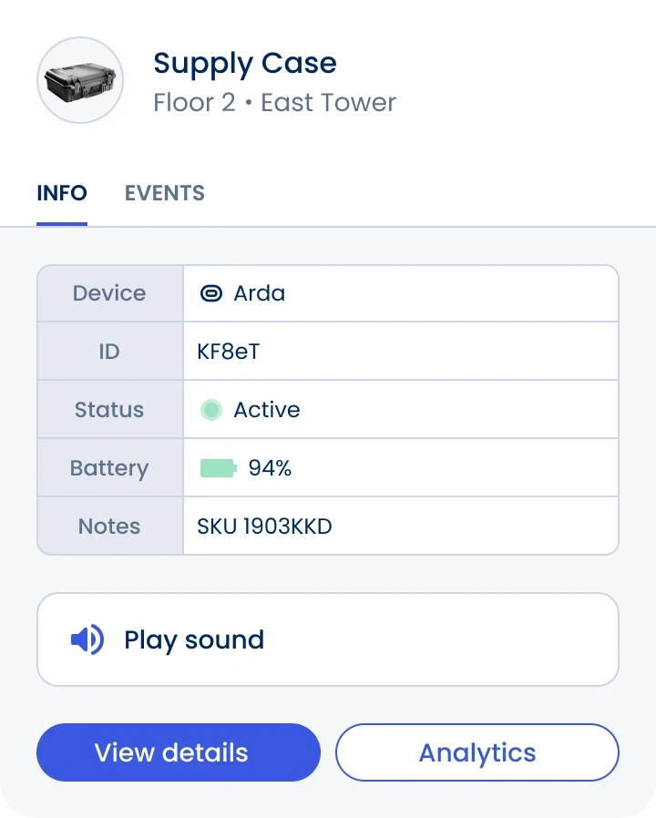 User interface window showing the information for a supply case asset