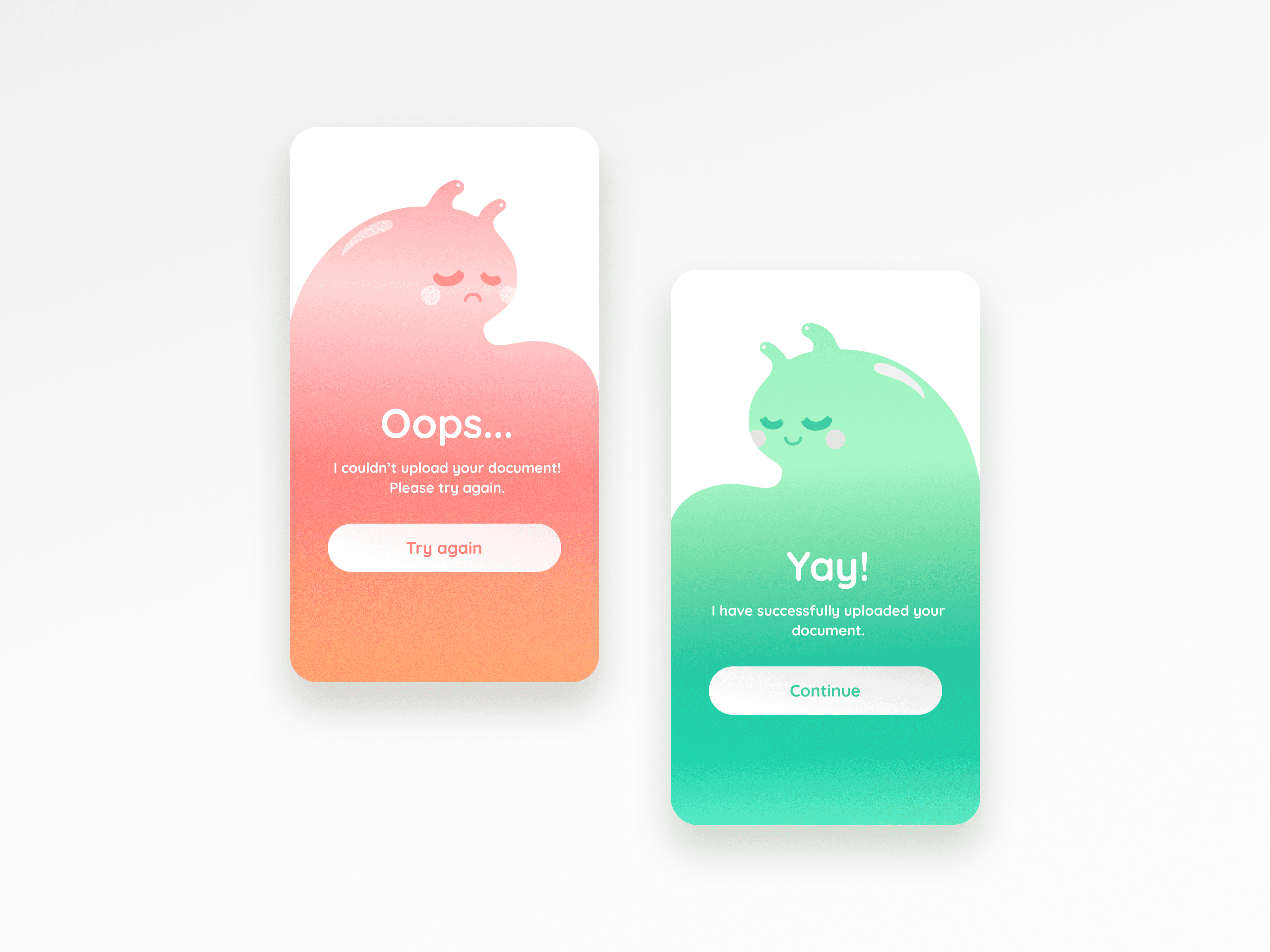 Mockup of flash messages for error and success.