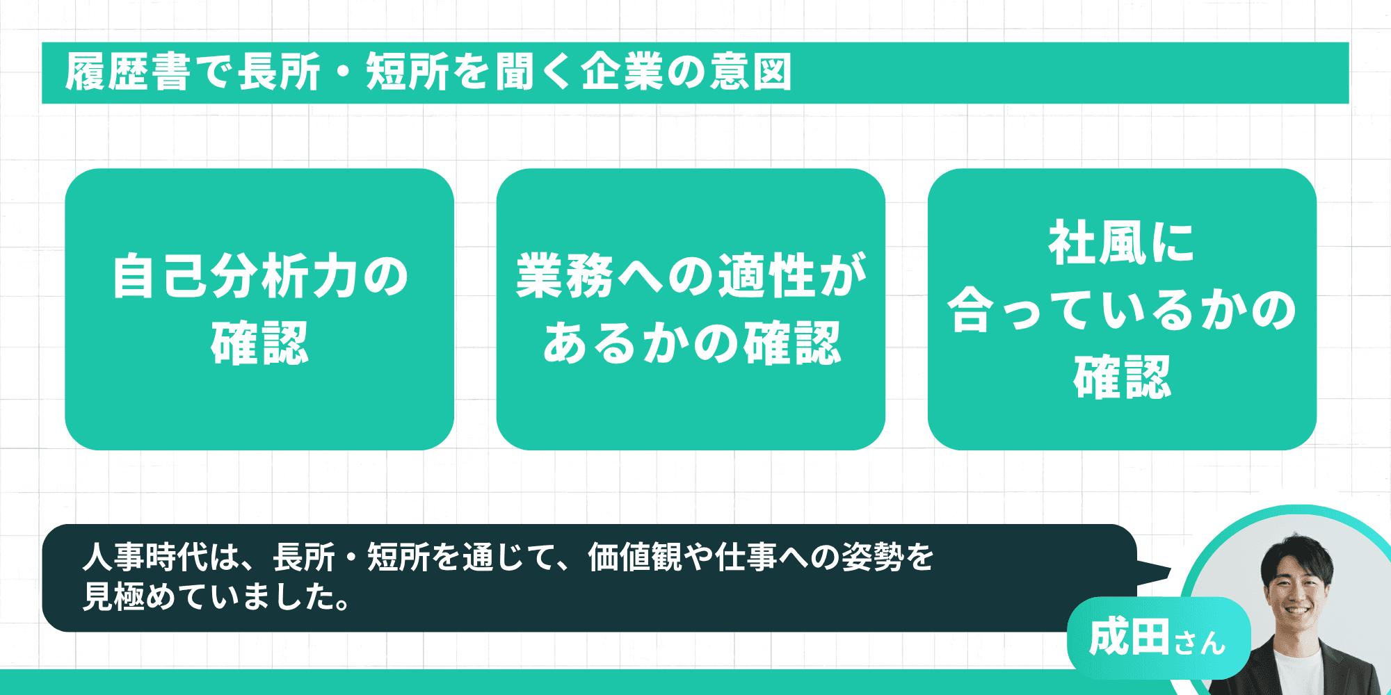 履歴書で長所・短所を聞く企業の3つの意図（自己分析力・業務適性・社風）