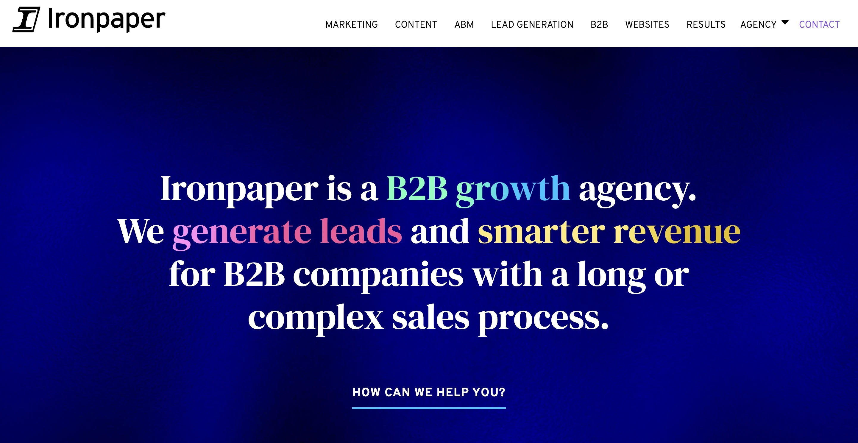 Ironpaper agency homepage