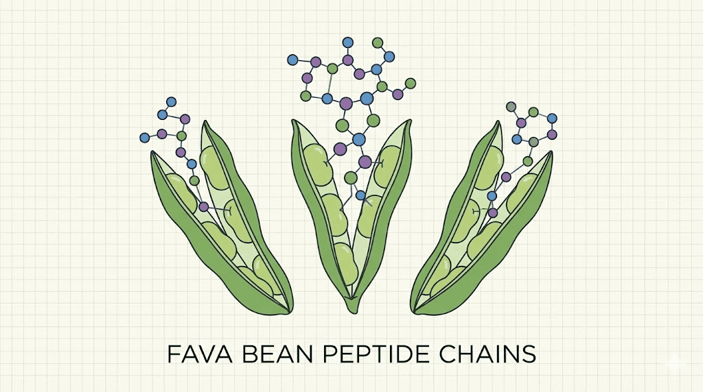 Fava bean peptides emerging from Vicia faba pods at the molecular level