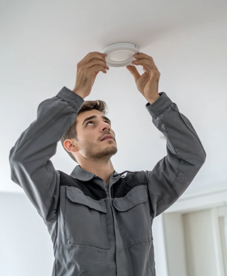 Electrician Working on Light