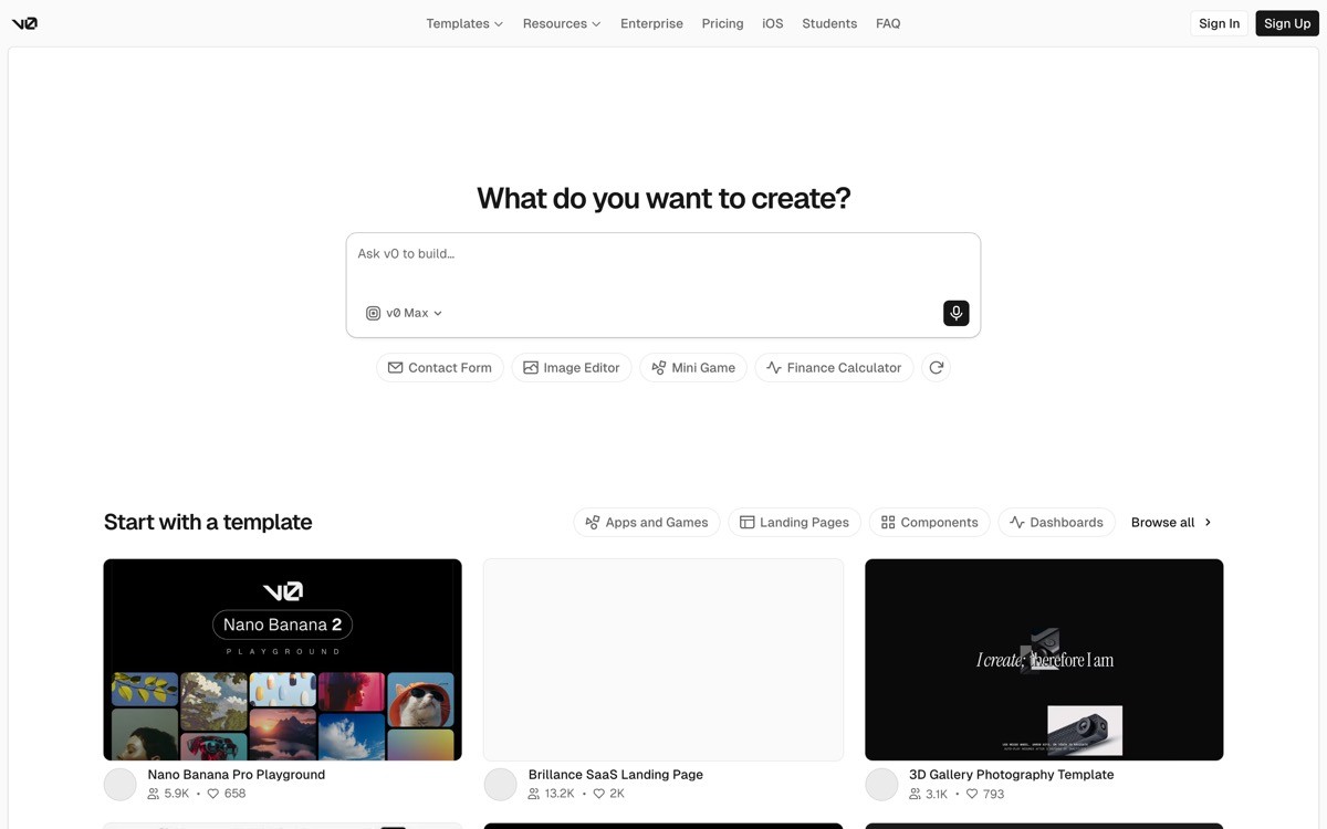 Best v0 Templates for AI SaaS with AI Chatbot Starter