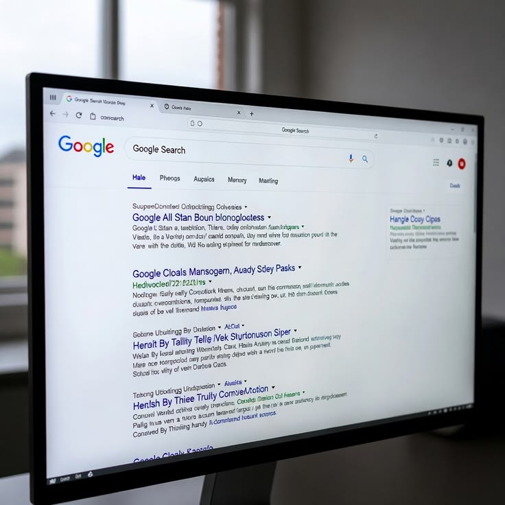 Google Search page showing paid ads and organic search results.