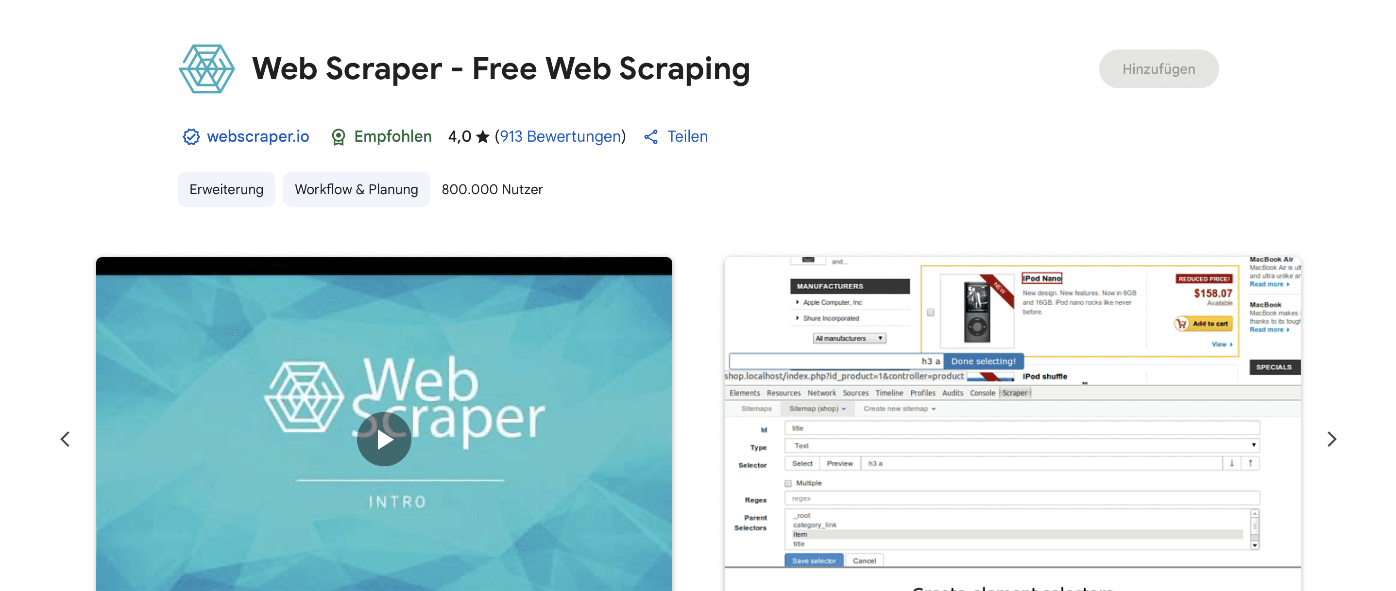 Web scraper chrome extension