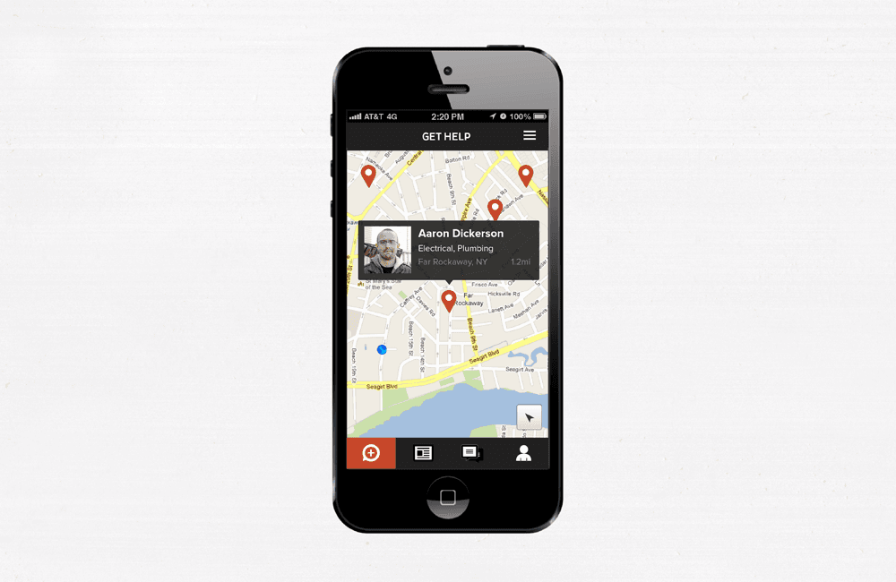 A sample of a phone with a map application on it.