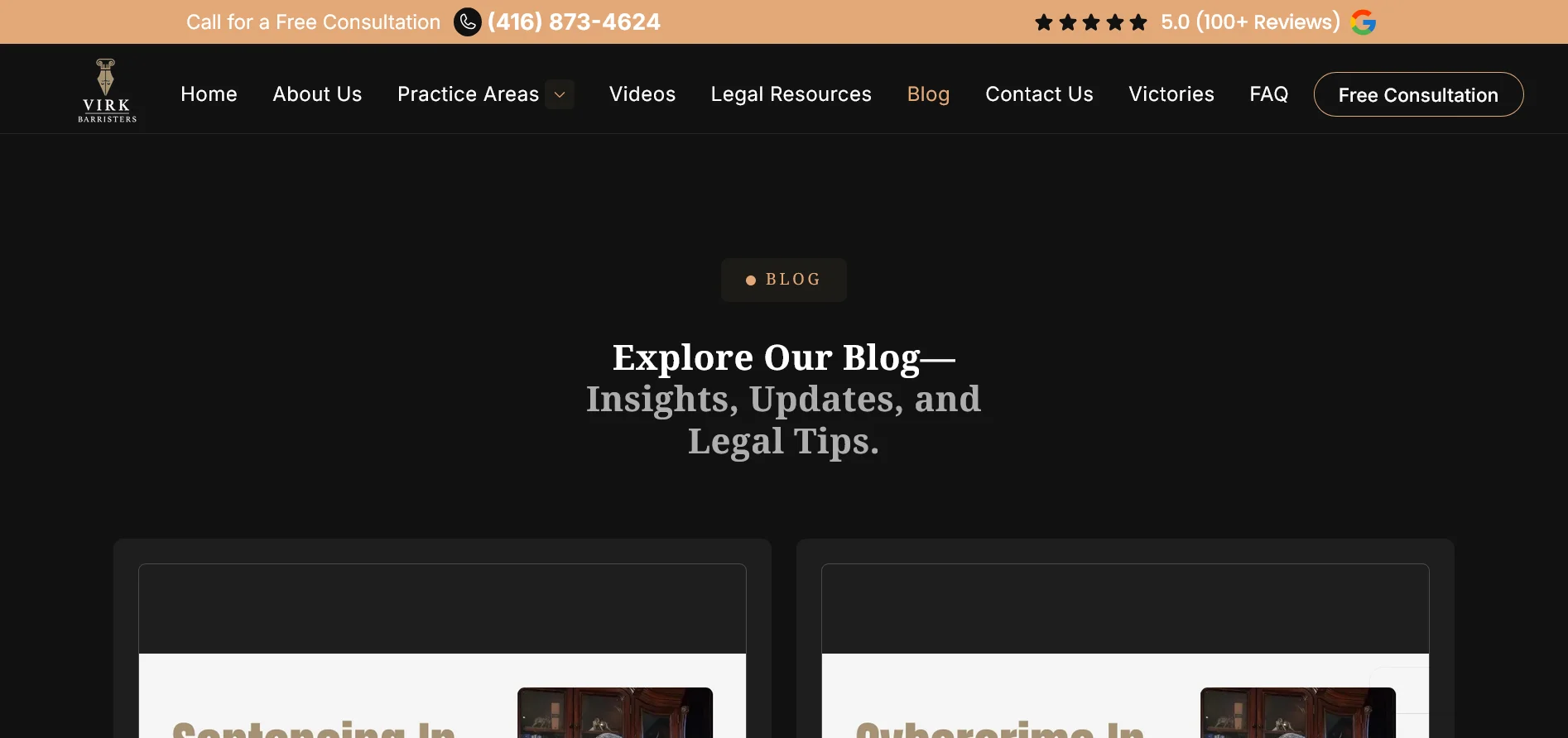 Blog page for virkbarristers website developed & designed by Dreams Agency Mississauga, Ontario