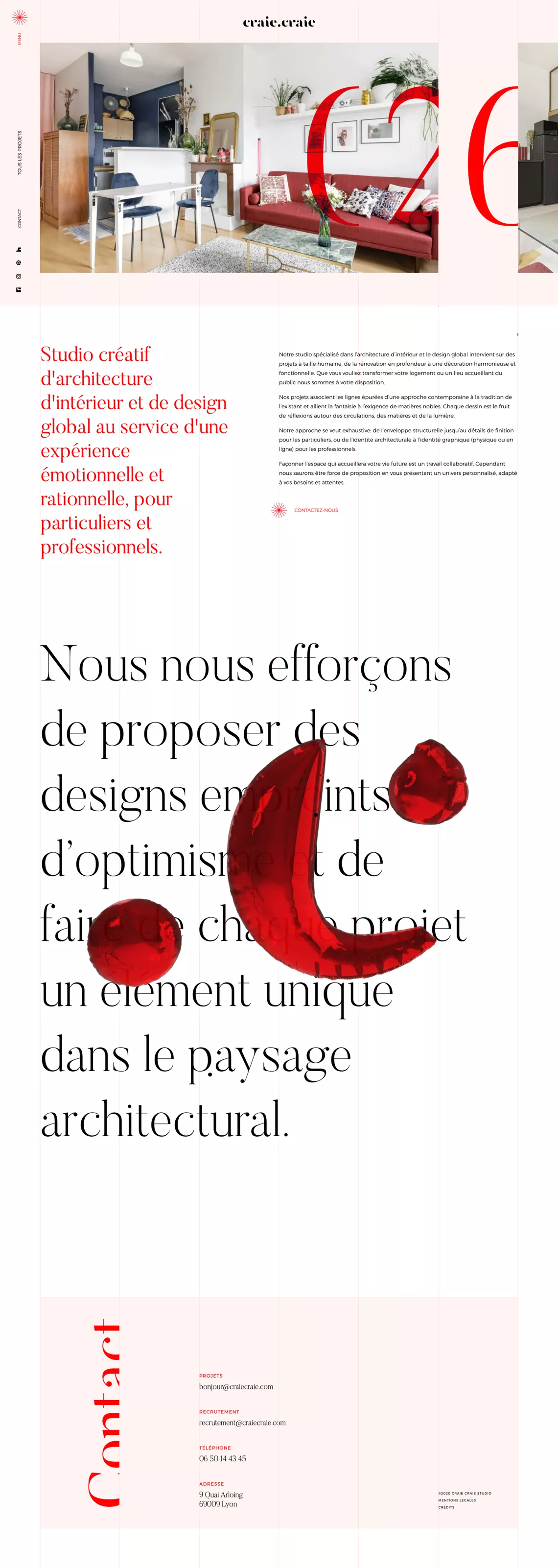 Architecte d'intérieur à Lyon portfolio page screenshot showcasing Design and Furniture & Interiors design