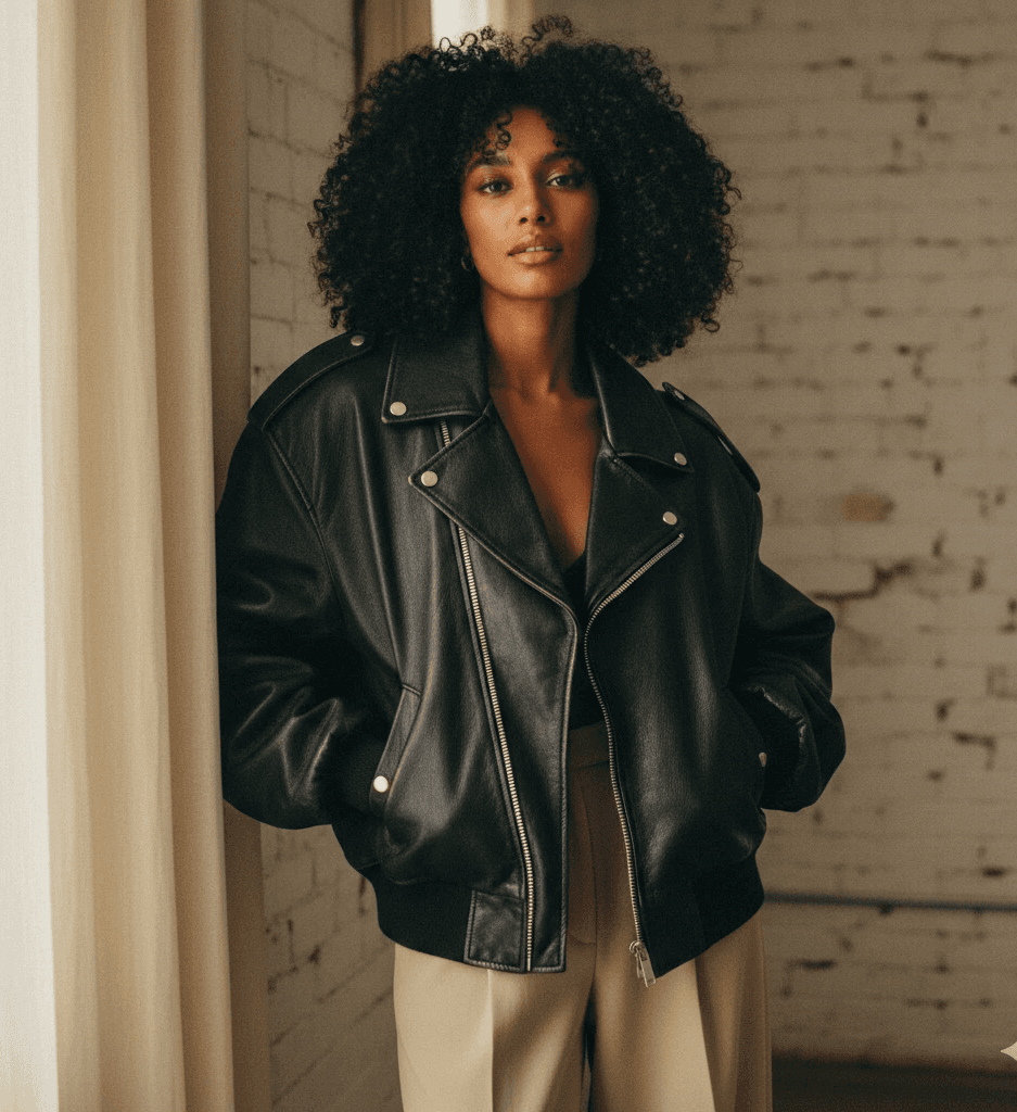 Woman in black jacket