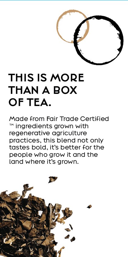 label with inscription "this is more than a box of tea" with decorative elements