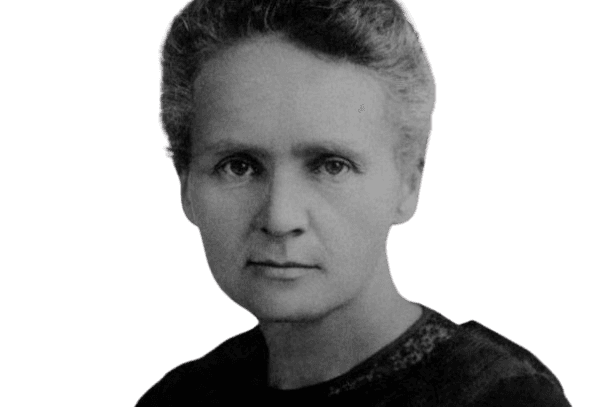 A black-and-white portrait of Marie Curie, the renowned Polish-French physicist and chemist. Her serious, focused expression reflects her groundbreaking work in radioactivity, for which she became the first woman to win a Nobel Prize and remains the only person to win Nobel Prizes in two different sciences (Physics and Chemistry). Curie's discoveries, including the elements polonium and radium, revolutionized the fields of science and medicine. This image captures her legacy as one of the most influential scientists in history, known for her intellect, perseverance, and dedication to research.