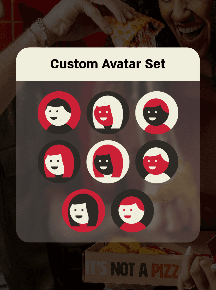 A custom avatar system designed for the Pizza Hut mobile app, improving personalization and user engagement through friendly, consistent UX UI design elements.