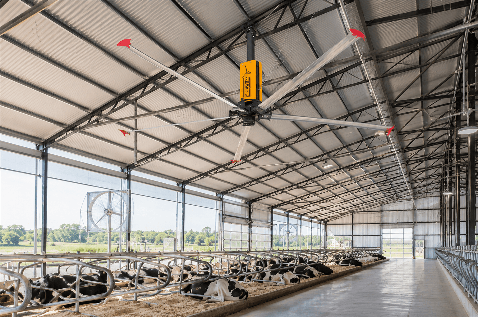 REMAiR fan over a freestall dairy barn