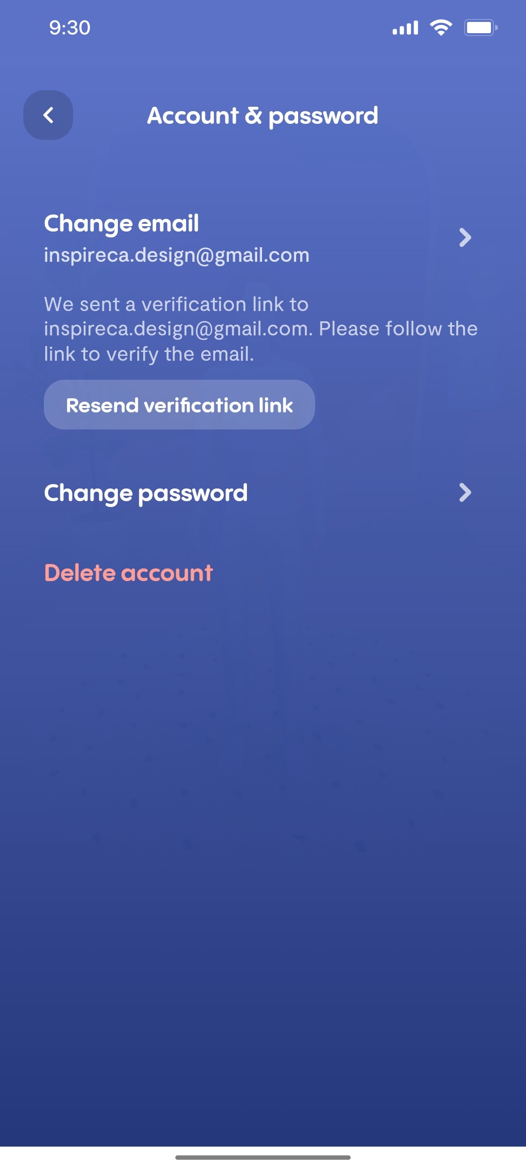 Replika Account & password screen