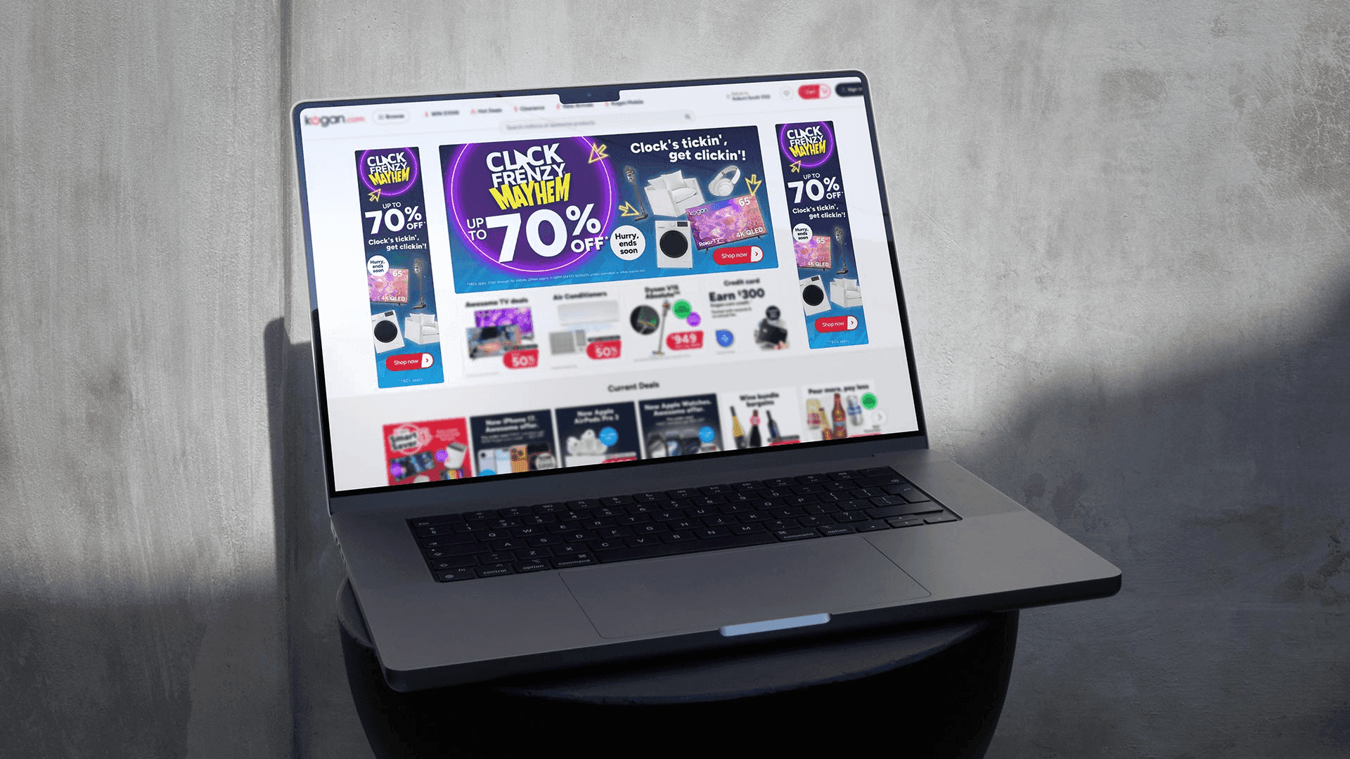 Laptop featuring Kogan.com homepage