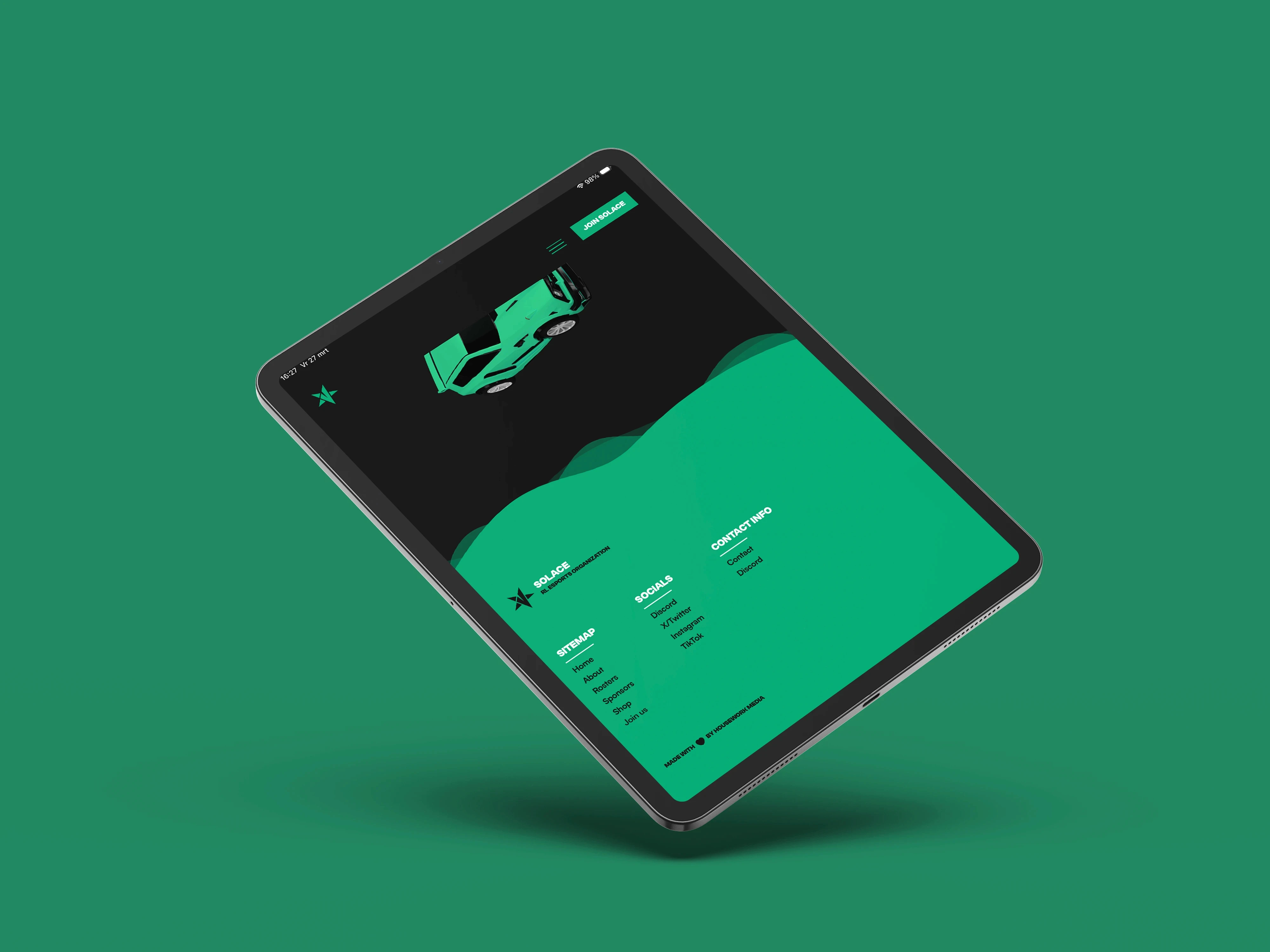 Solace tablet footer
