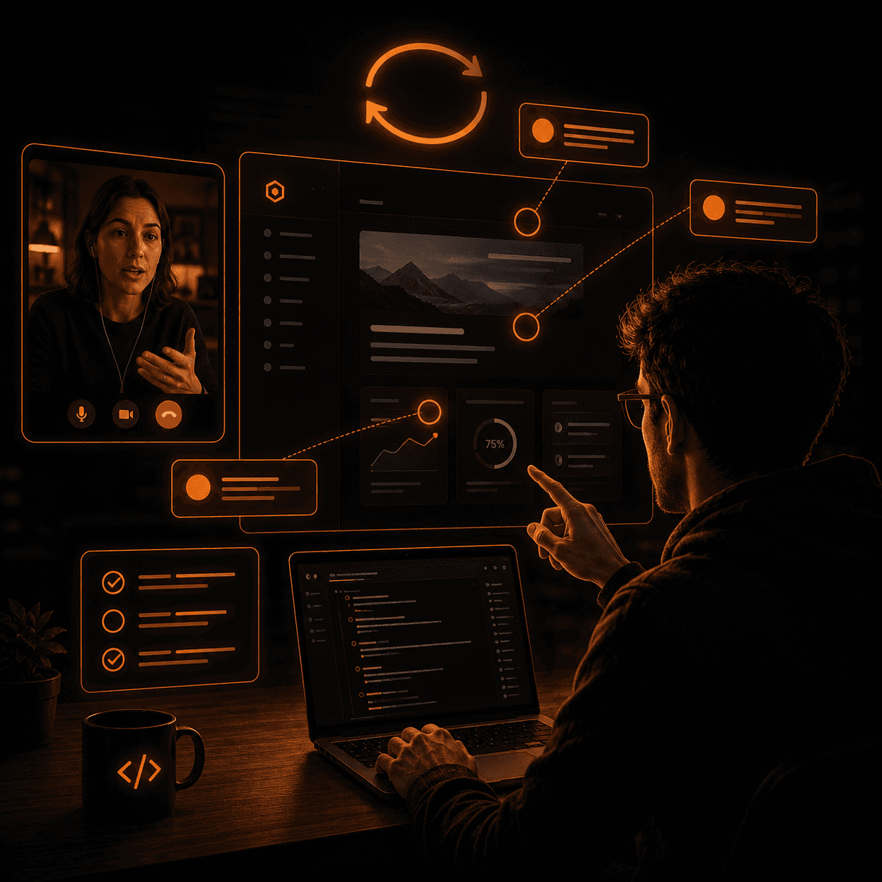 Illustration of reviewing a live build and giving feedback