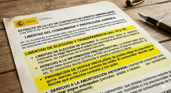 Ley Hipotecaria que prohíbe a los bancos obligar a contratar su seguro de vida para la hipoteca.