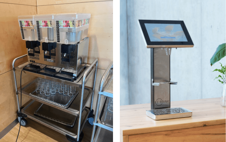 split screen. left side unmodern post mix right side redrink